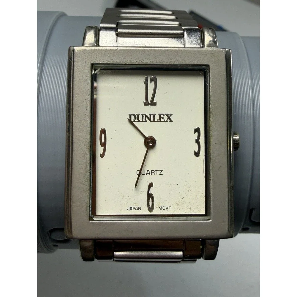Dunlex Rectangular Quartz Watch Silver Tone 30mm